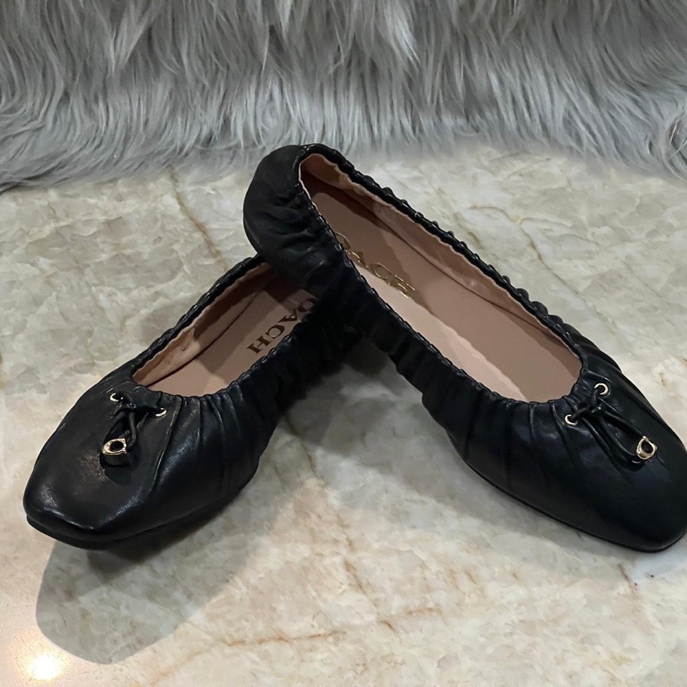 Coach Women’s Eleanor Leather Ballerina Flat. New - Picture 2 of 6